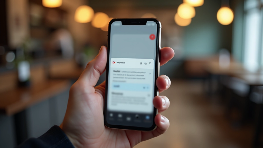 Mobilní zařízení zobrazující karty bez hover efektů, dotyková interakce namísto hover, telefon na stole s aplikací