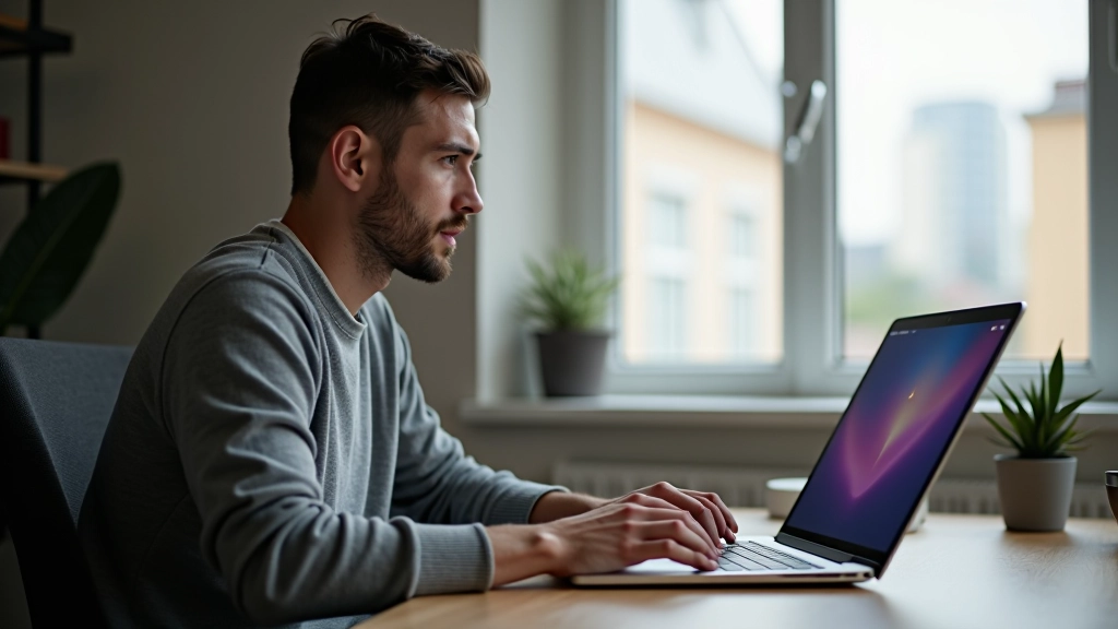 Webdesigner s notebookem pracující na hover efektech a CSS animacích